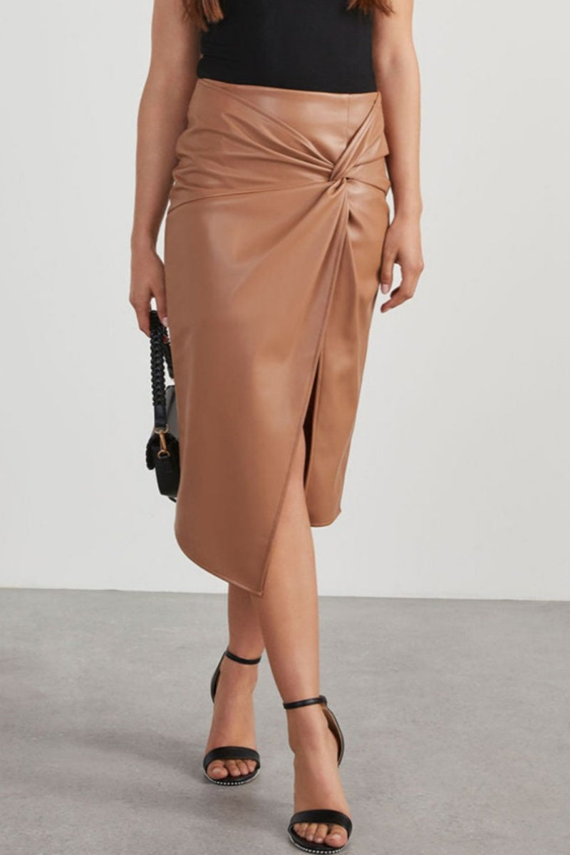 Jupe crayon classique, taille haute, fendue, couleur unie, décontractée.