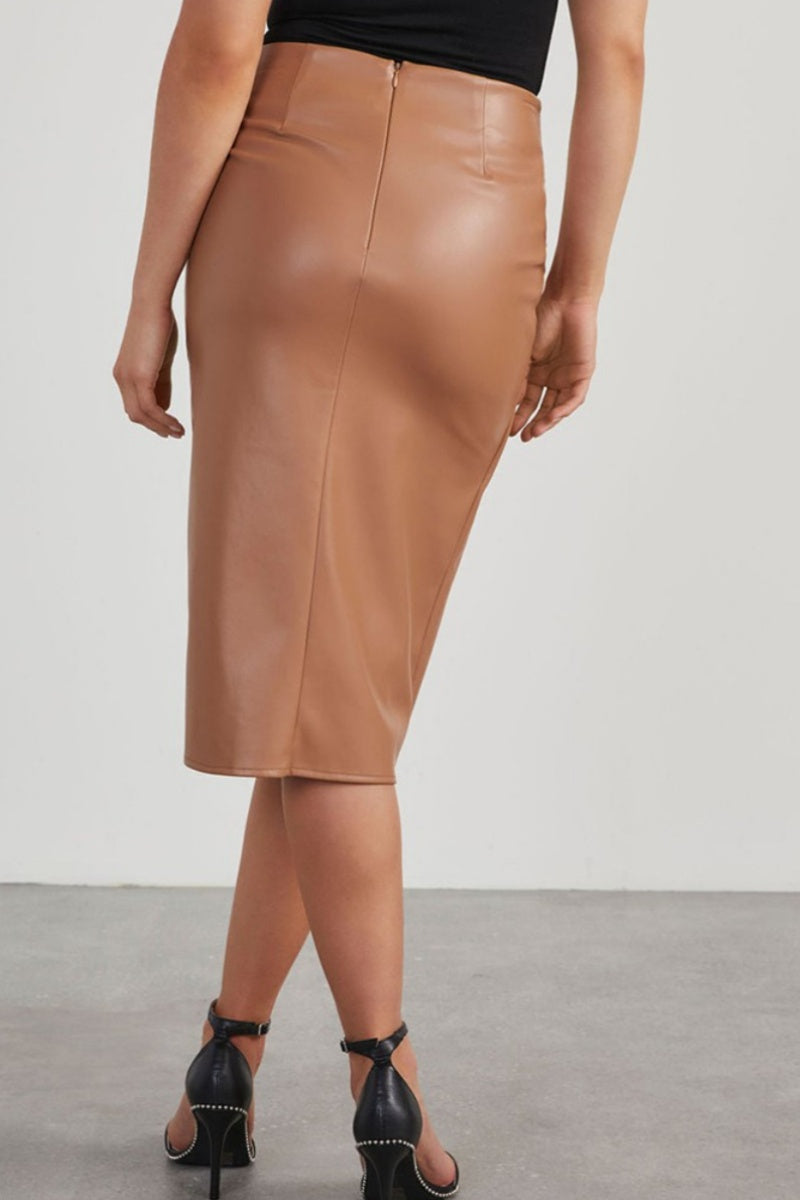 Jupe crayon classique, taille haute, fendue, couleur unie, décontractée.