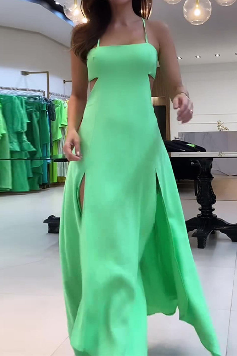 Robes sexy de vacances, dos nu, avec fente et bretelles.