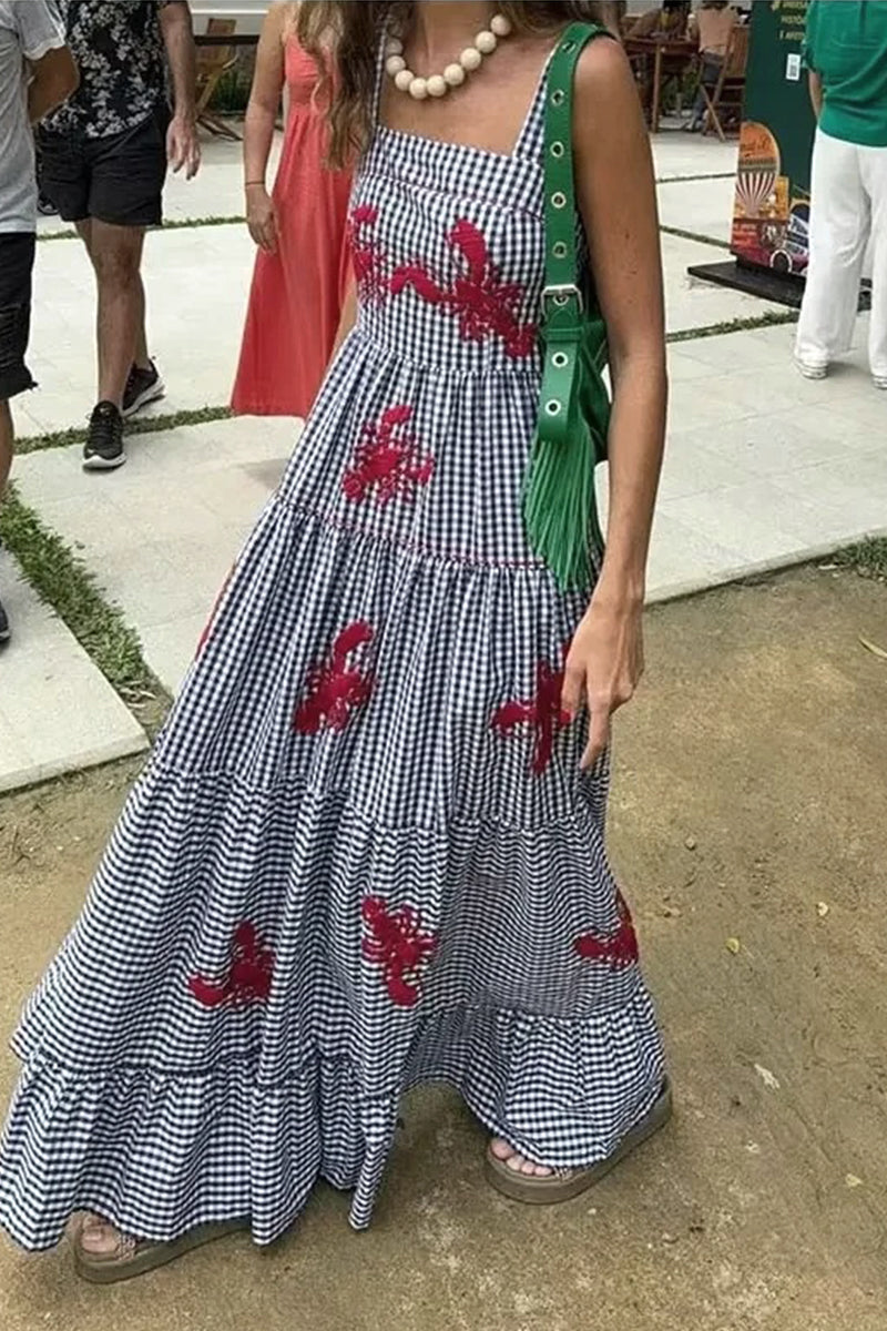 Robes-jupes décontractées à bretelles brodées d'animaux