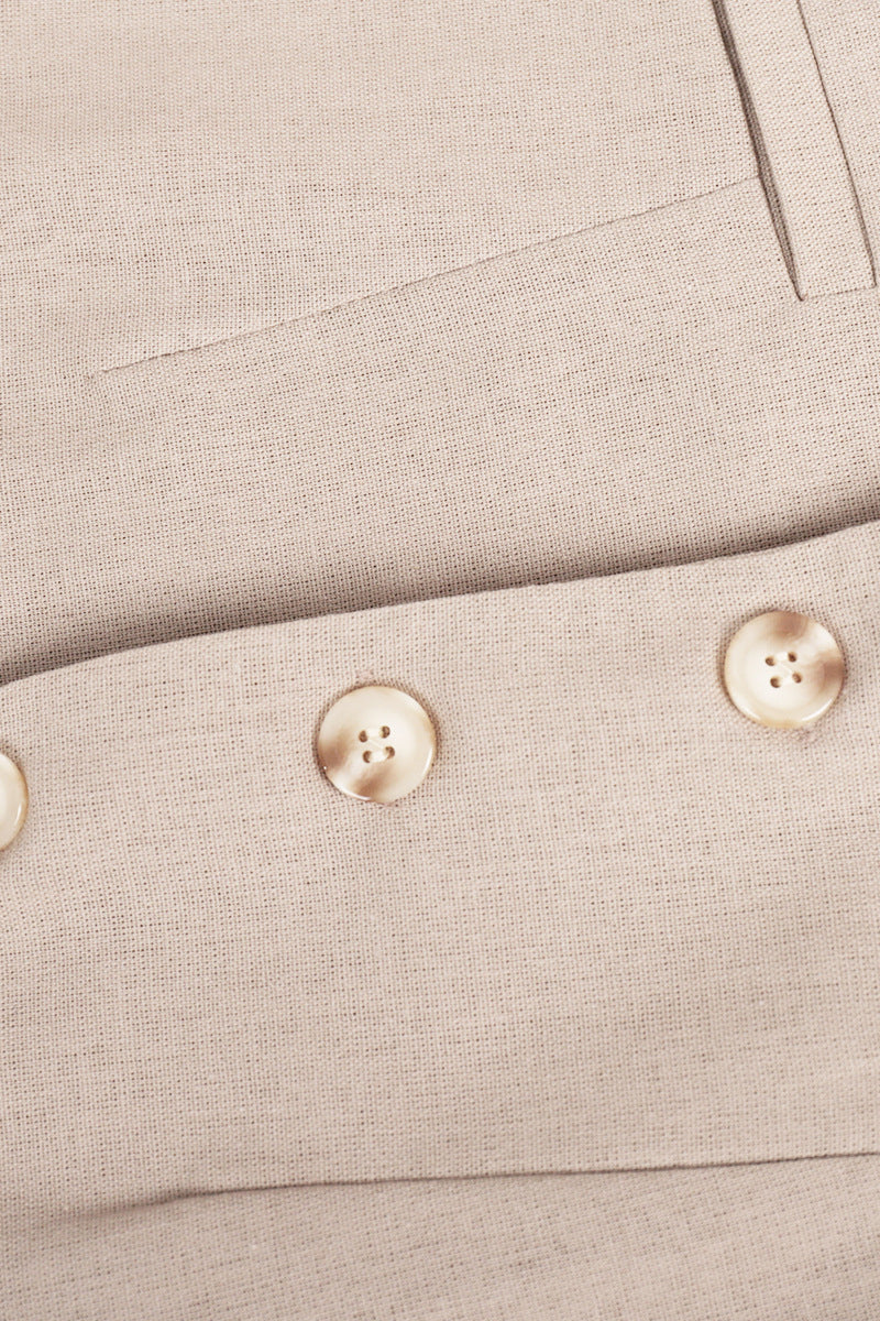 Ensemble deux pièces décontracté style britannique, col en V, sans manches, avec boucle (3 couleurs)