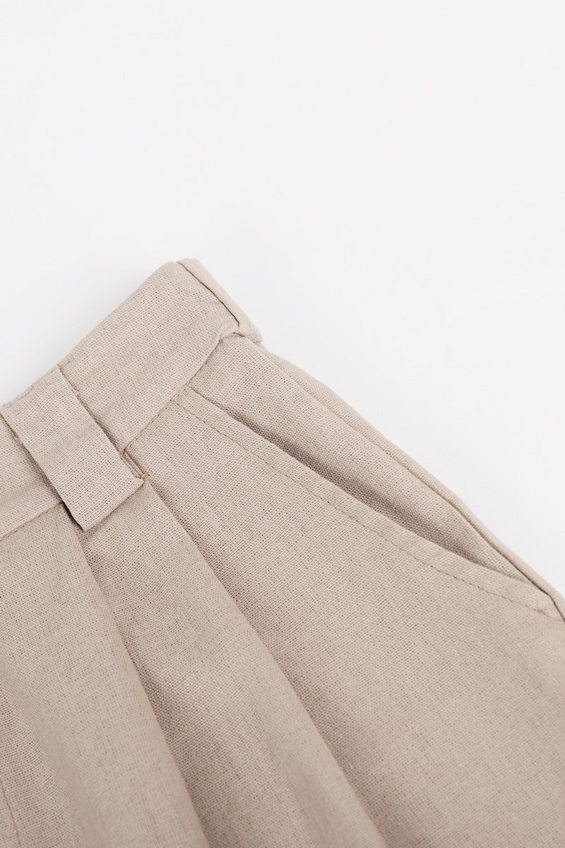 Ensemble deux pièces décontracté style britannique, col en V, sans manches, avec boucle (3 couleurs)