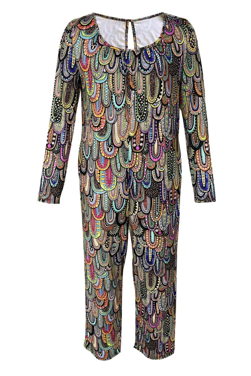 Combinaisons décontractées à col en U, imprimé basique, coupe standard (3 couleurs)