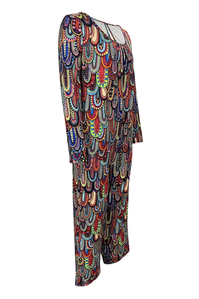 Combinaisons décontractées à col en U, imprimé basique, coupe standard (3 couleurs)