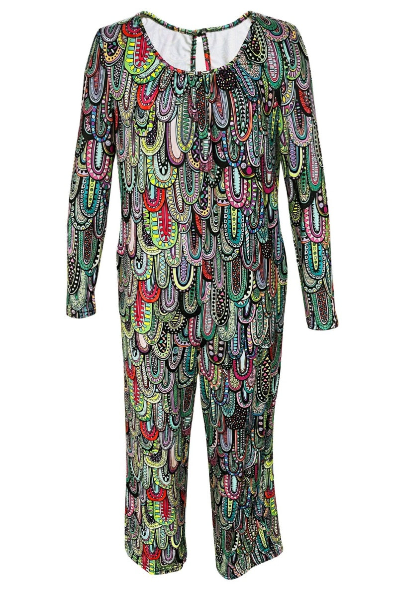 Combinaisons décontractées à col en U, imprimé basique, coupe standard (3 couleurs)