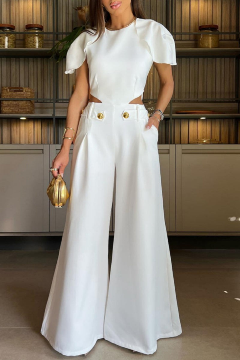 Combinaisons décontractées, unies, ajourées, patchwork, col rond, taille standard.