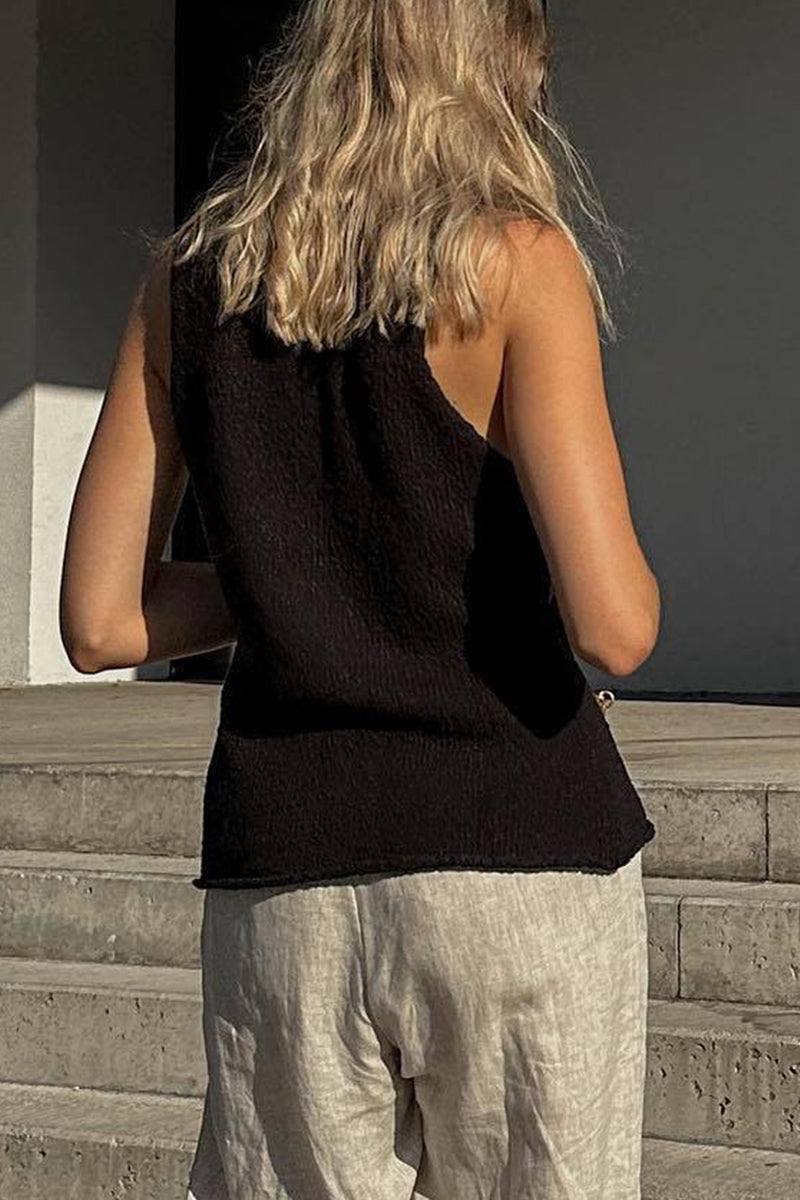 Hauts décontractés à col en V, style britannique, unis et ajourés.