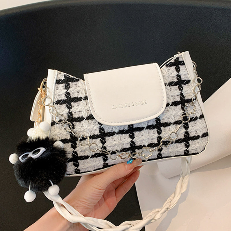 Sacs patchwork vintage à carreaux contrastés (avec pendentif)