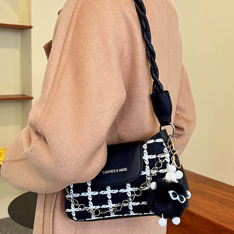 Sacs patchwork vintage à carreaux contrastés (avec pendentif)