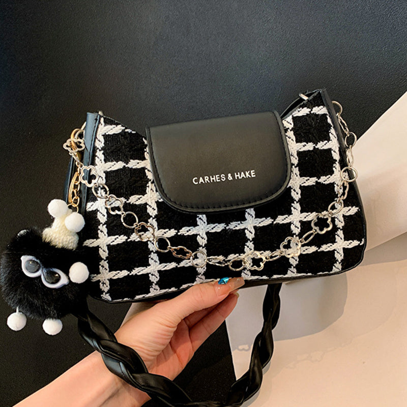 Sacs patchwork vintage à carreaux contrastés (avec pendentif)