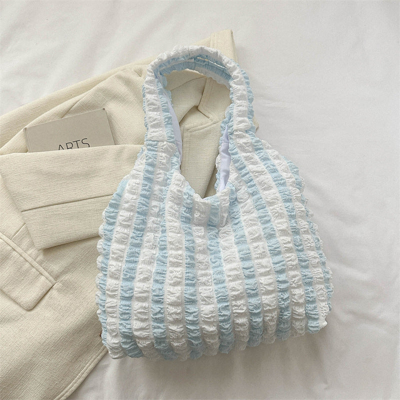 Sacs contrastés pliants à carreaux unis, style décontracté et simple (7 couleurs)