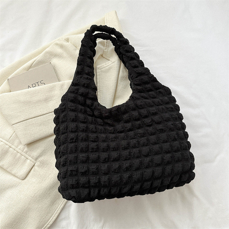 Sacs contrastés pliants à carreaux unis, style décontracté et simple (7 couleurs)