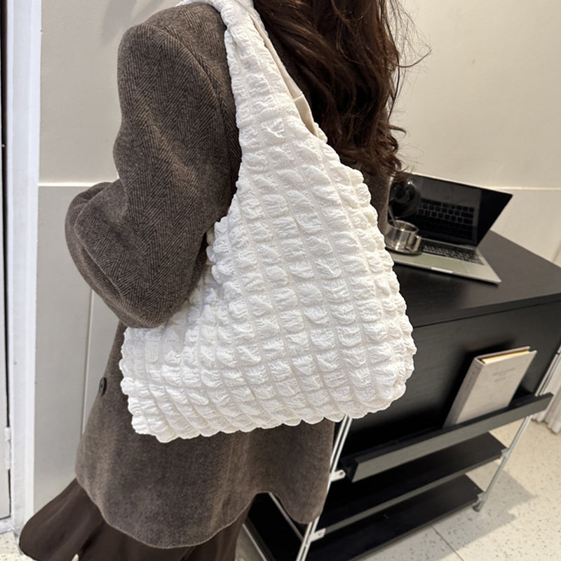 Sacs contrastés pliants à carreaux unis, style décontracté et simple (7 couleurs)