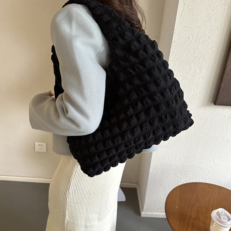 Sacs contrastés pliants à carreaux unis, style décontracté et simple (7 couleurs)