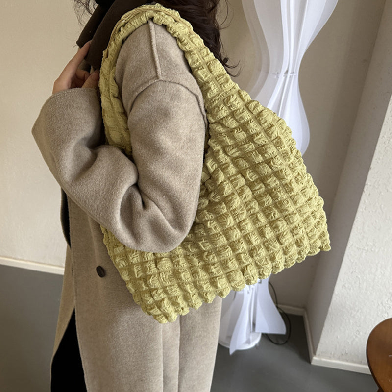 Sacs contrastés pliants à carreaux unis, style décontracté et simple (7 couleurs)