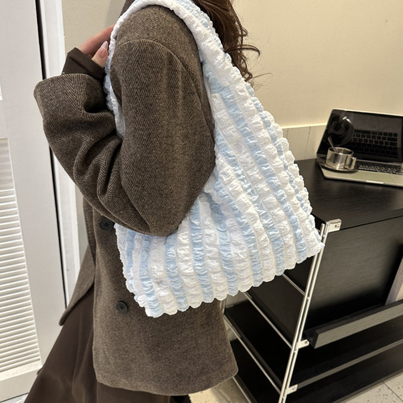 Sacs contrastés pliants à carreaux unis, style décontracté et simple (7 couleurs)