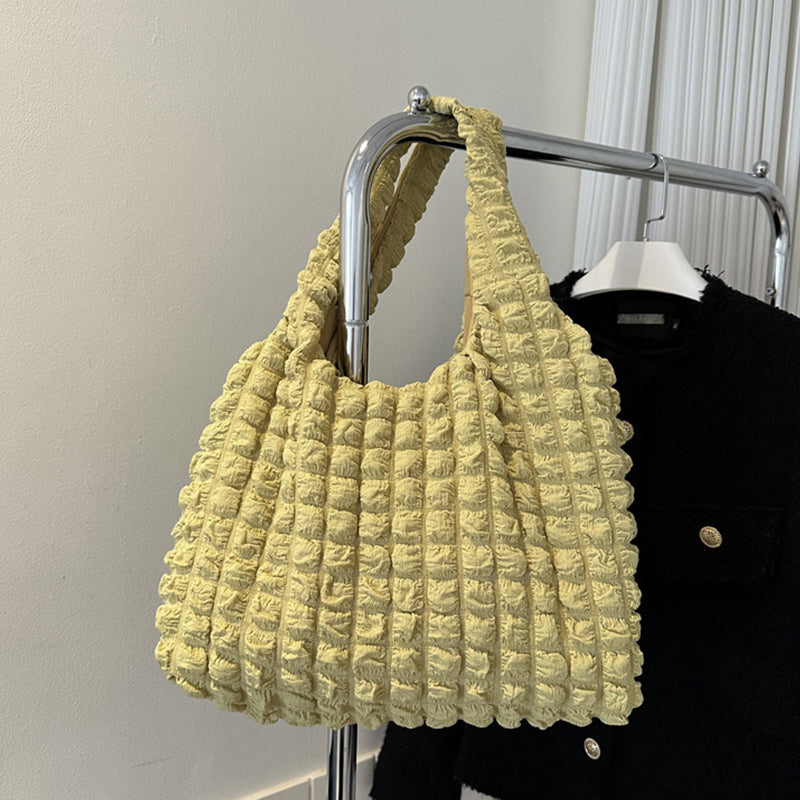 Sacs contrastés pliants à carreaux unis, style décontracté et simple (7 couleurs)