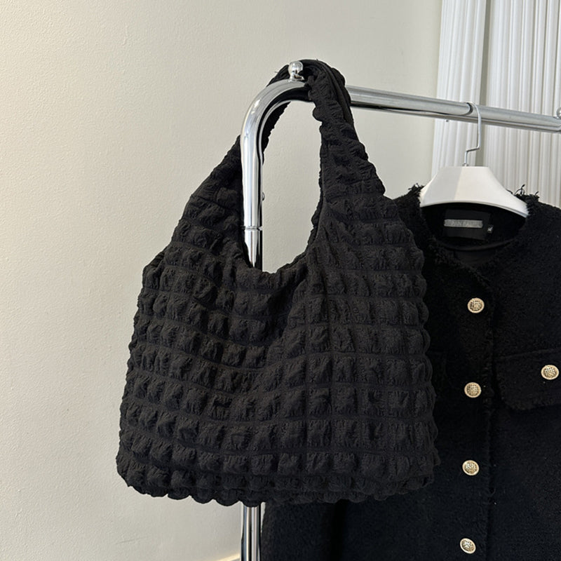 Sacs contrastés pliants à carreaux unis, style décontracté et simple (7 couleurs)