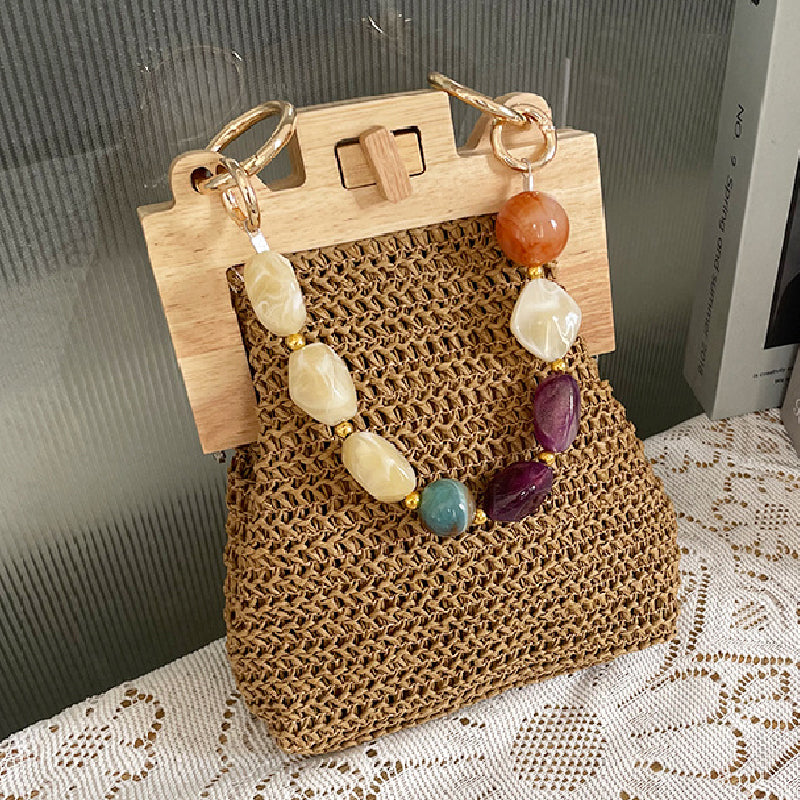 Sacs tissés vintage décontractés pour les vacances, en patchwork.