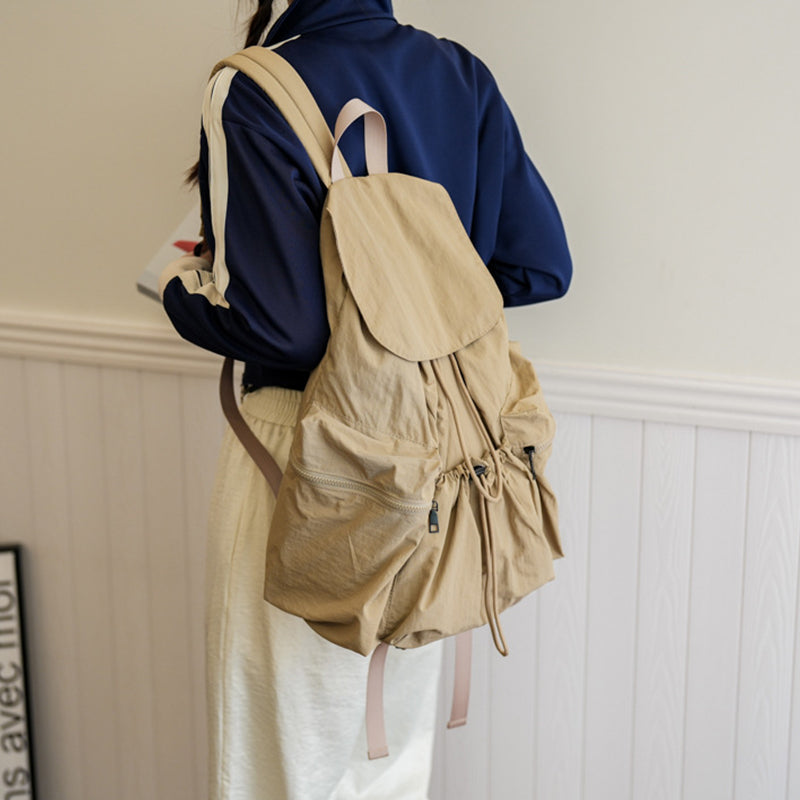 Sacs à cordon coulissant et fermeture éclair, patchwork uni, pour tous les jours (9 couleurs)