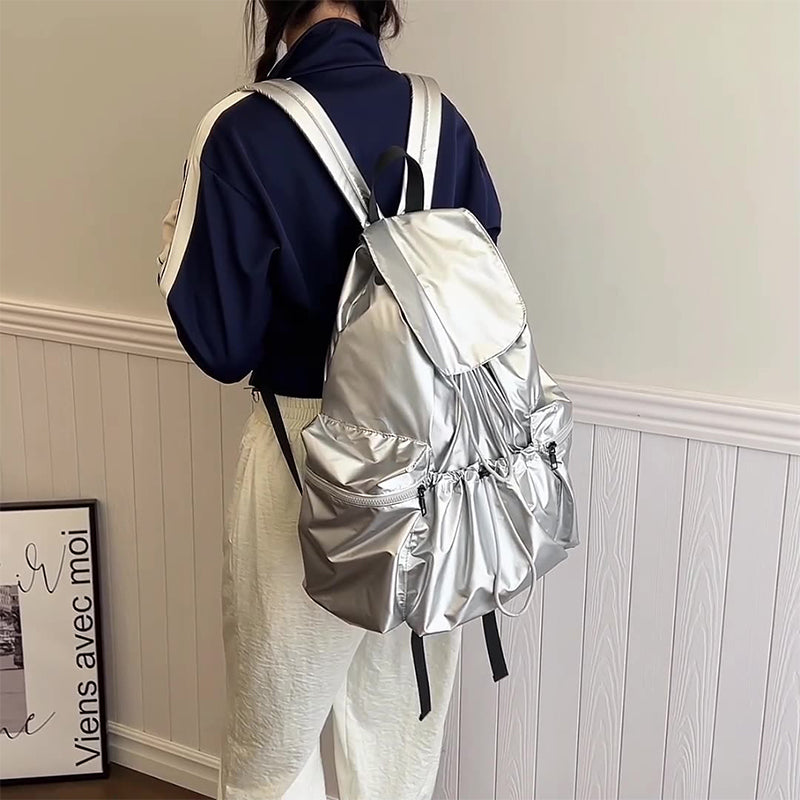 Sacs à cordon coulissant et fermeture éclair, patchwork uni, pour tous les jours (9 couleurs)