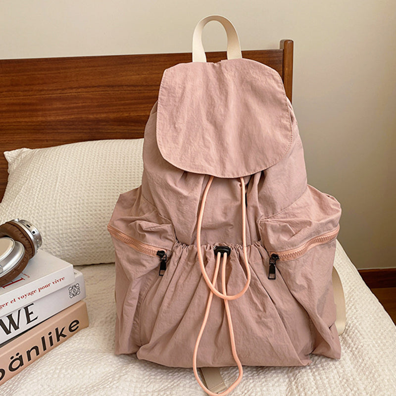 Sacs à cordon coulissant et fermeture éclair, patchwork uni, pour tous les jours (9 couleurs)