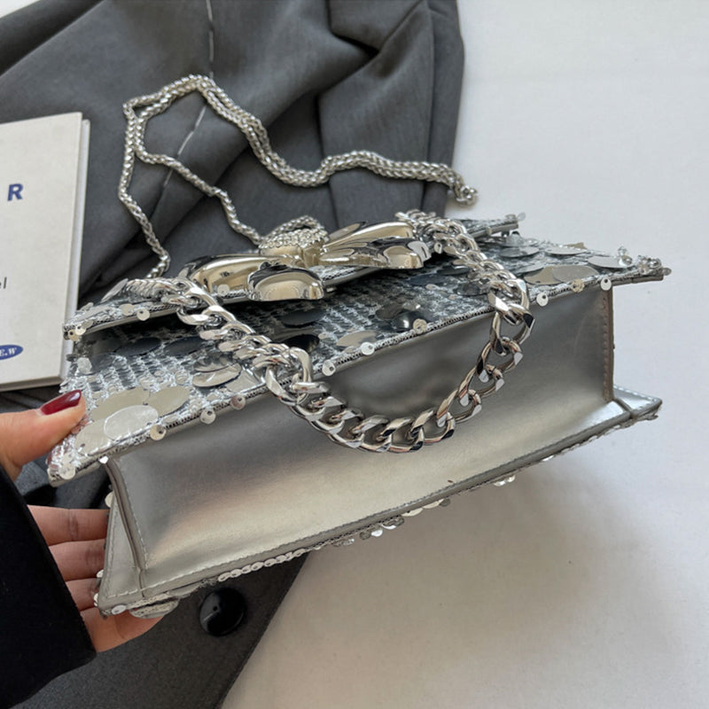 Sacs à sequins élégants et unis avec nœud, pour célébrités