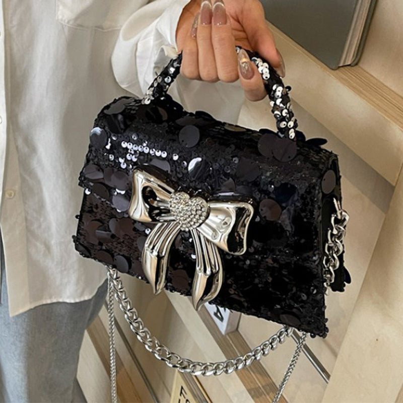 Sacs à sequins élégants et unis avec nœud, pour célébrités