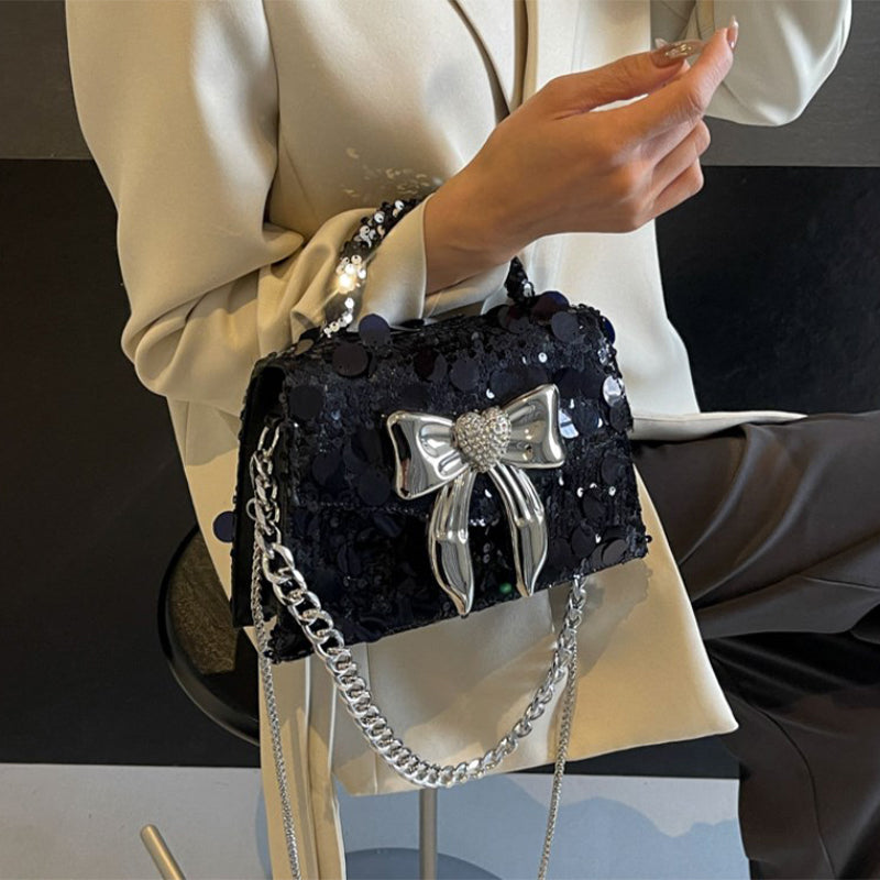 Sacs à sequins élégants et unis avec nœud, pour célébrités