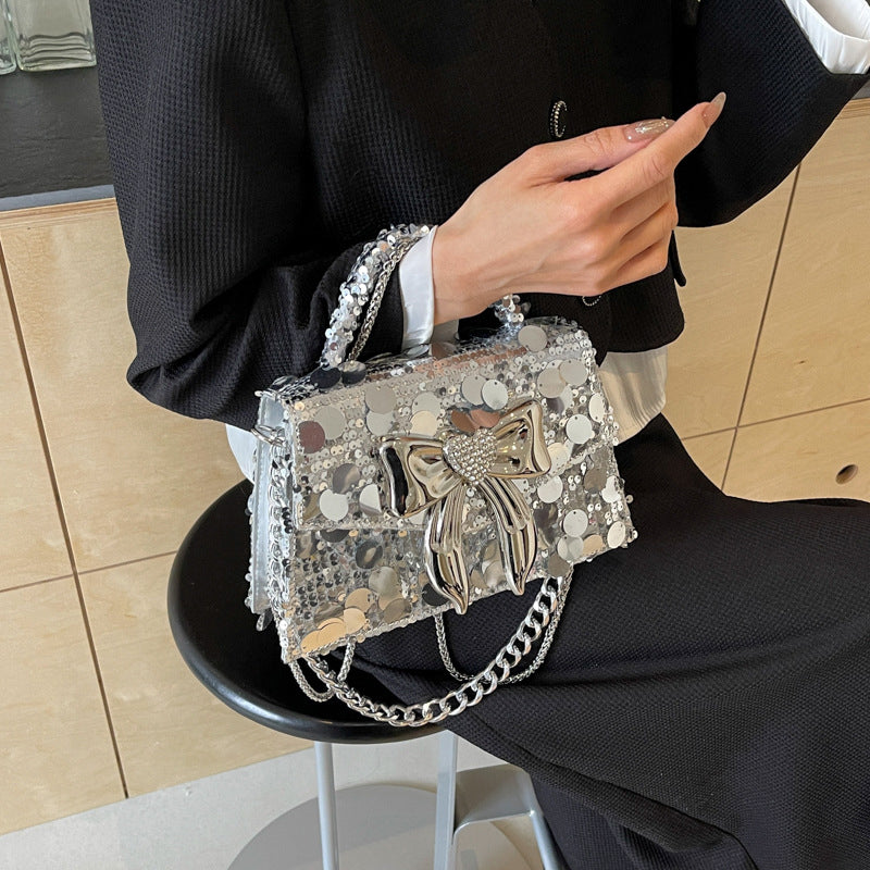 Sacs à sequins élégants et unis avec nœud, pour célébrités