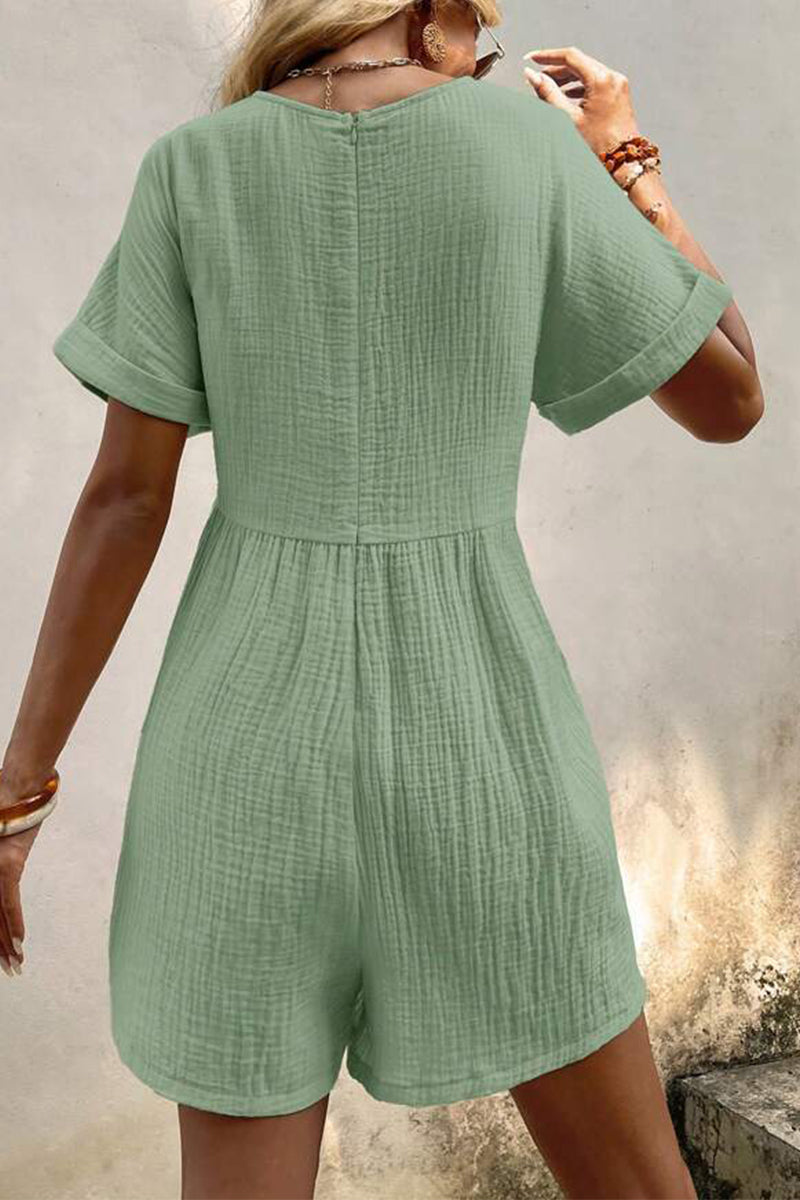 Combinaisons amples décontractées, simples, à poches et col en V (5 couleurs)