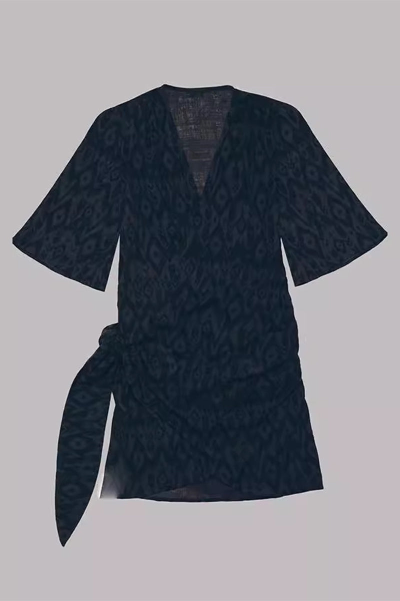 Robes décontractées, simples, unies, bandage, col en V, style A (5 couleurs)