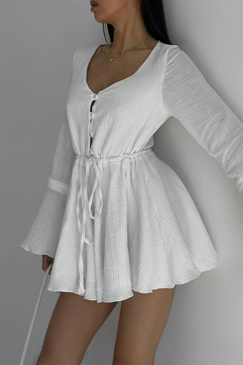 Combinaisons élégantes, unies, à cordon de serrage, décolleté en V.