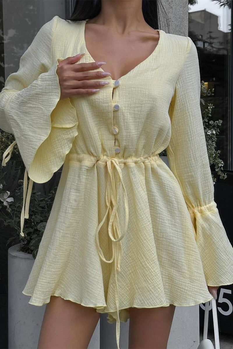 Combinaisons élégantes, unies, à cordon de serrage, décolleté en V.