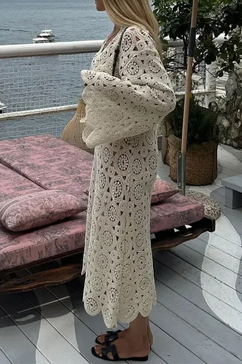 Robes-jupes une pièce, décolleté en V, brodées, couleur unie, sexy.