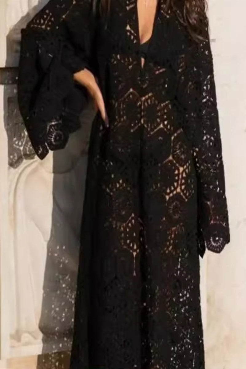 Robes-jupes une pièce, décolleté en V, brodées, couleur unie, sexy.