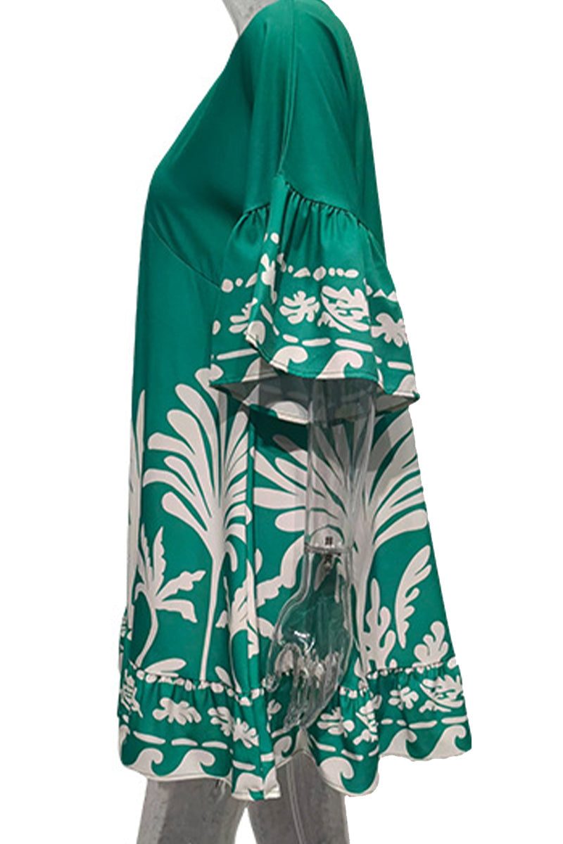 Robes décontractées à motifs floraux, en patchwork, avec décolleté en V et en forme de A.