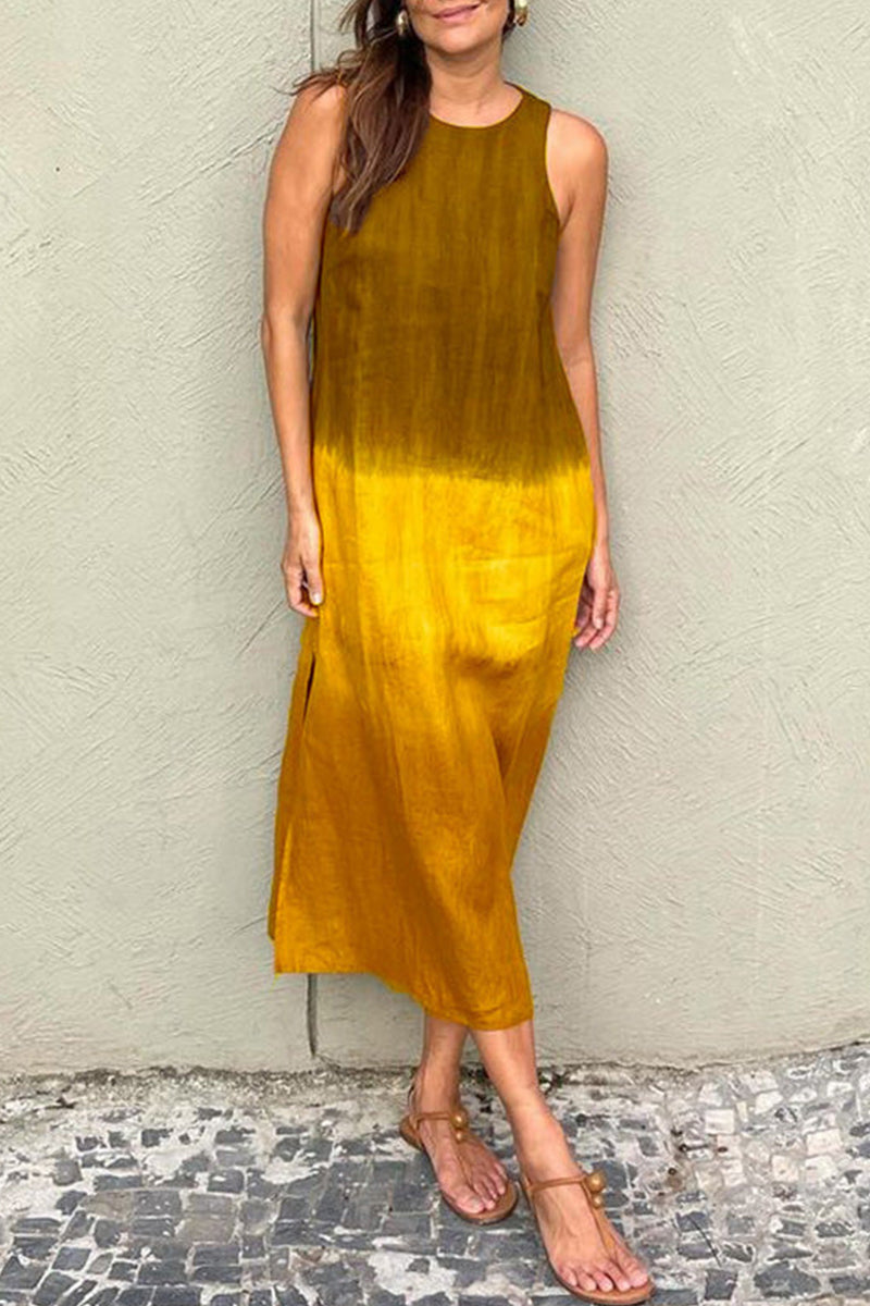 Robes décontractées sans manches, à col rond, avec imprimé dégradé et contrastes (8 couleurs)