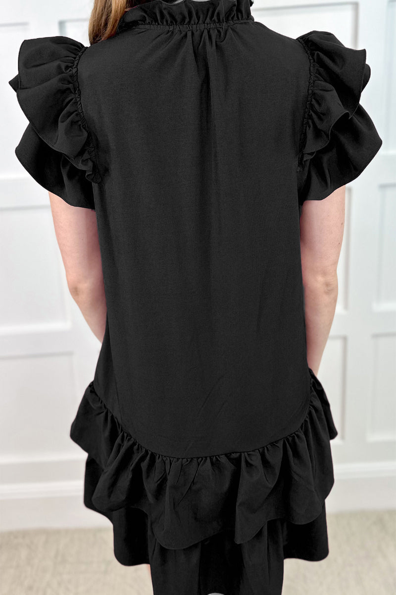 Robes décontractées à imprimé géométrique, brodées de paillettes, avec poches, volants, col en V et longueur irrégulière.