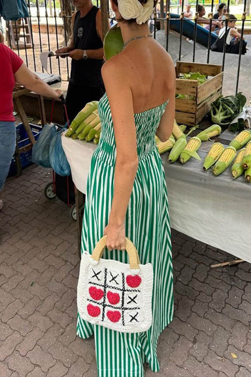 Robes imprimées décontractées à rayures, sans bretelles, à imprimé contrasté, pour tous les jours.