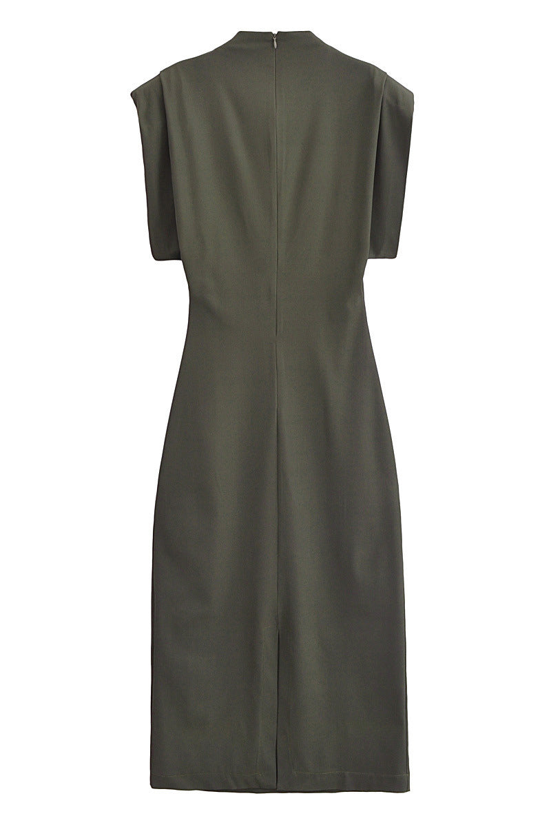 Robes décontractées, quotidiennes, unies, à fermeture éclair, col montant demi-partiel, style A-line.