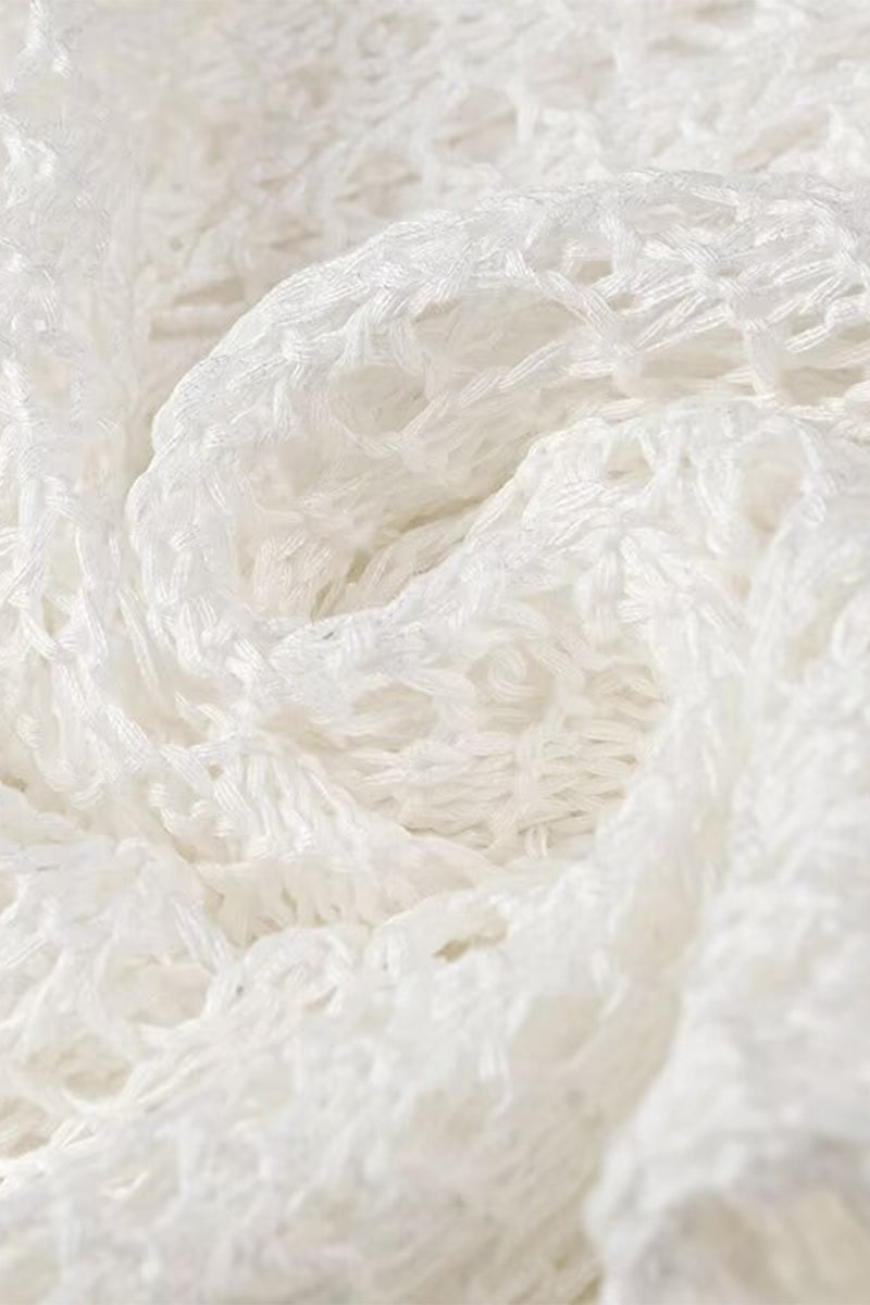 Robes-jupes courtes sexy, couleur unie, décolleté en V, avec franges et trous découpés.