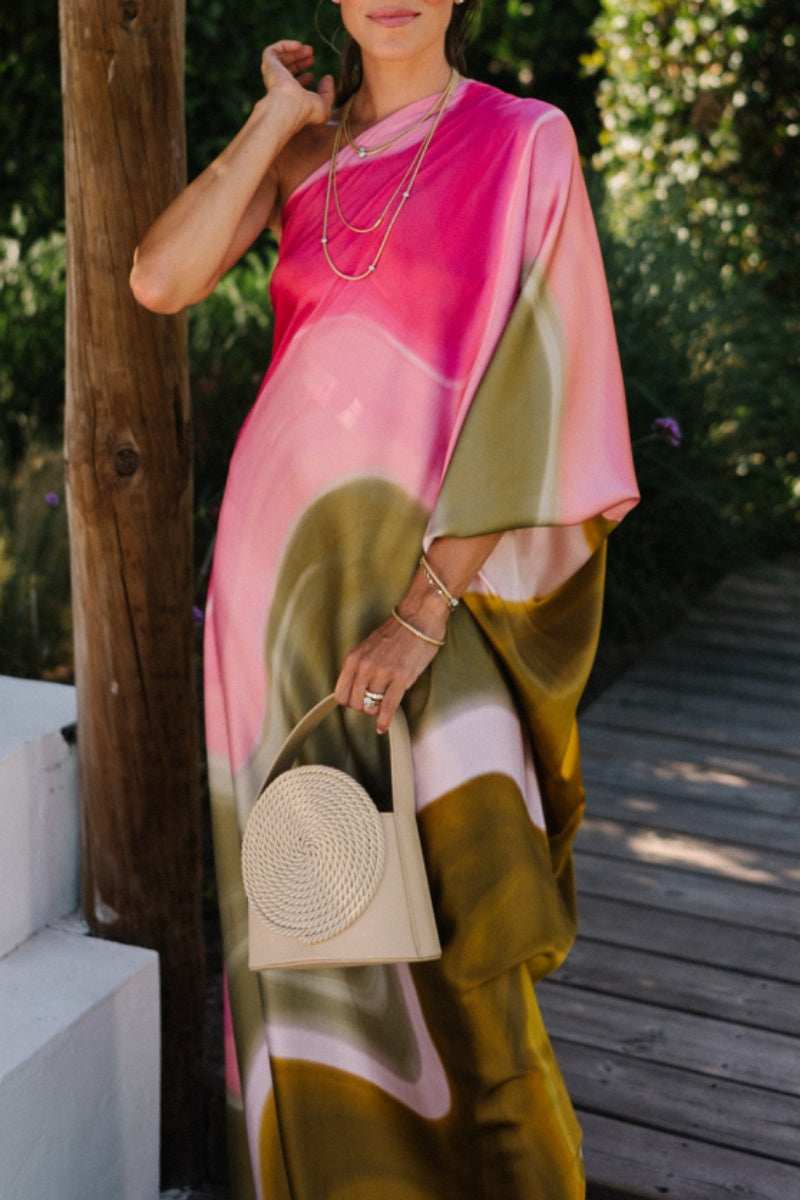 Robes longues décontractées imprimées, dos nu, col oblique.