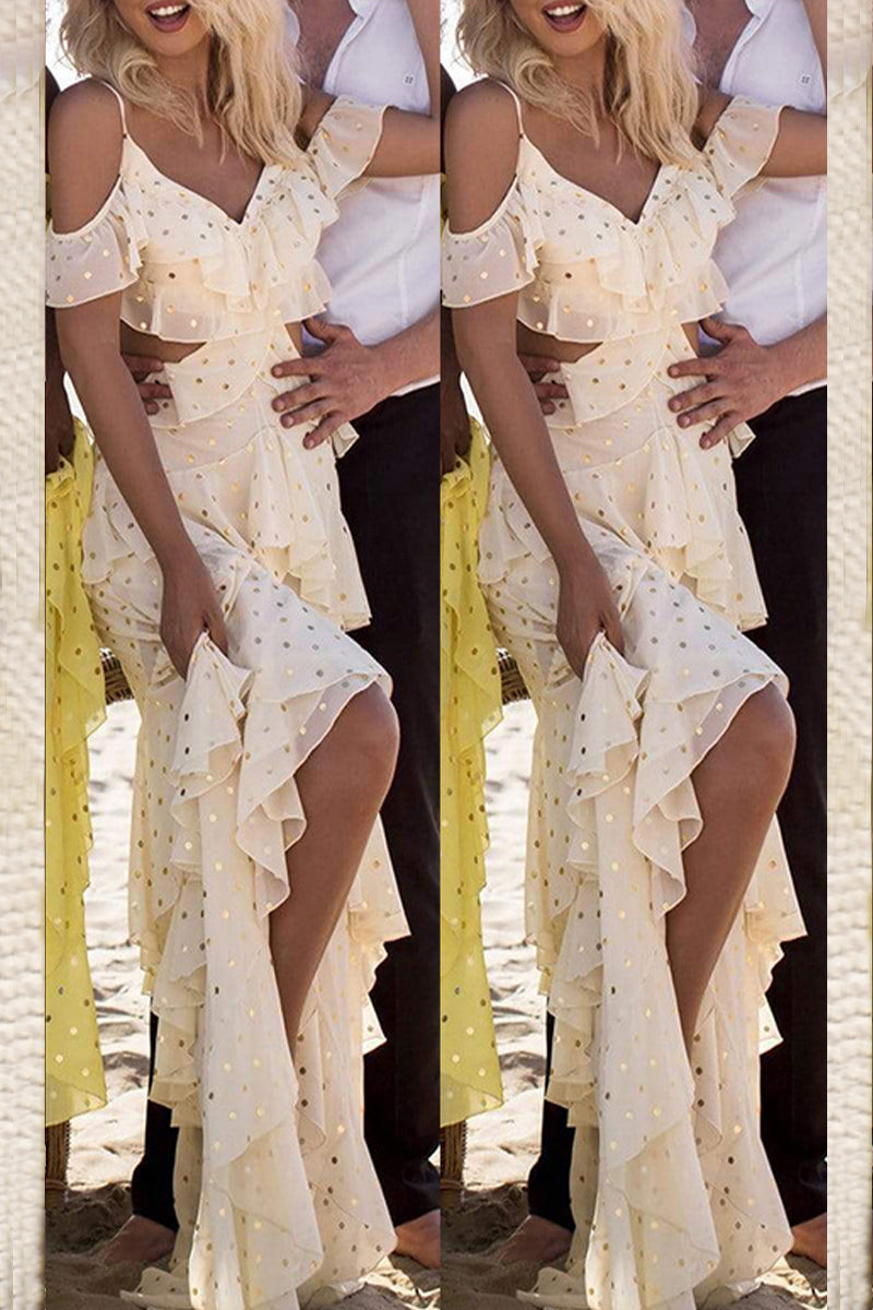 Robes de plage sexy, couleur unie, paillettes, volant, décolleté en V, pour les vacances (4 couleurs)