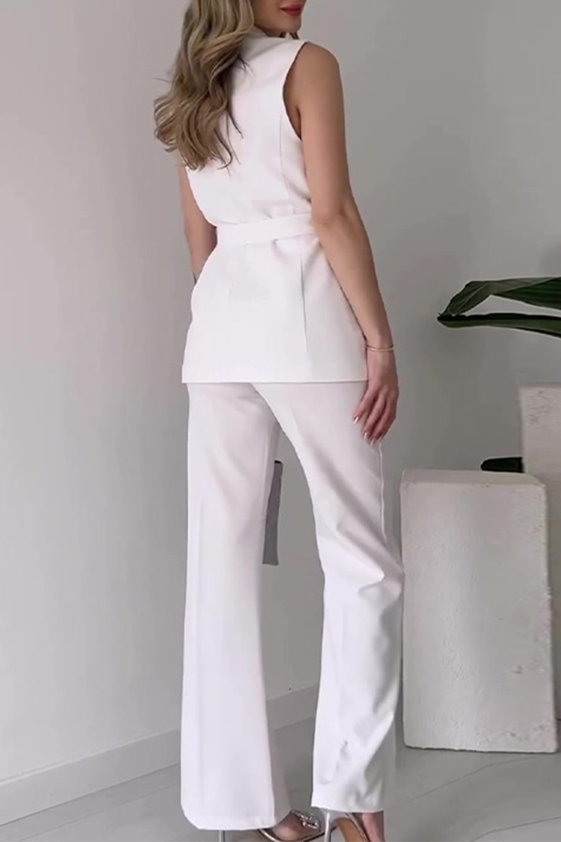 Tenue décontractée, deux pièces, couleur unie, col en V, sans manches, à lacets (6 couleurs)