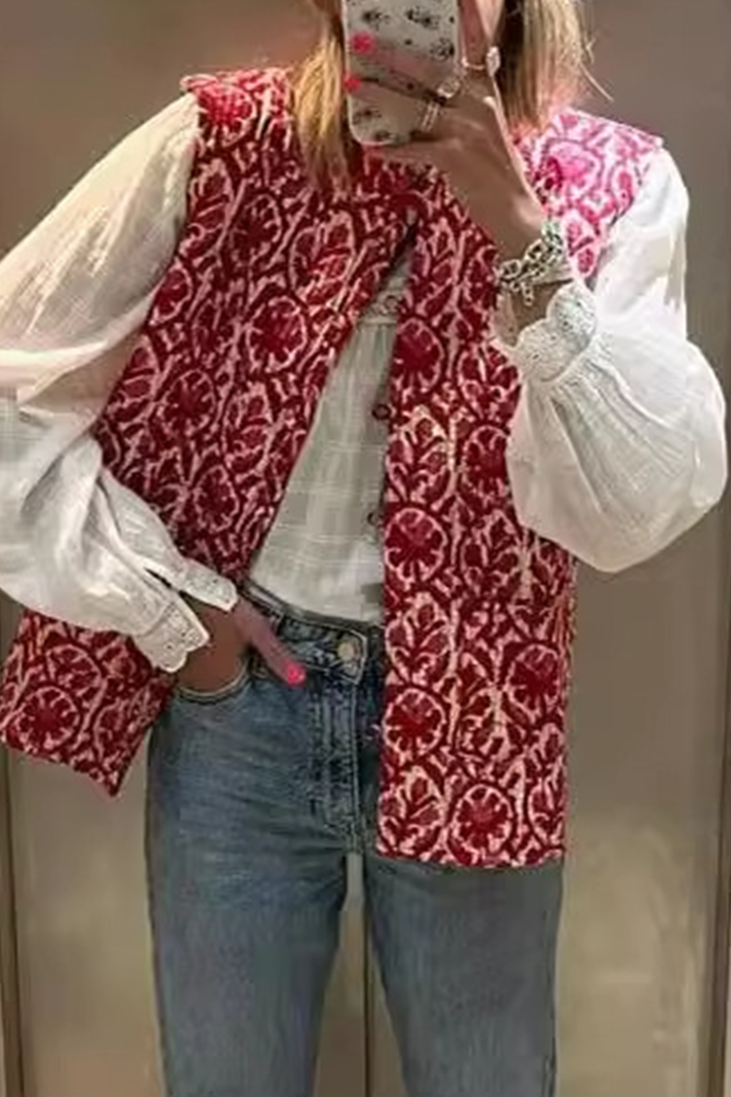 Hauts décontractés en patchwork à imprimé géométrique