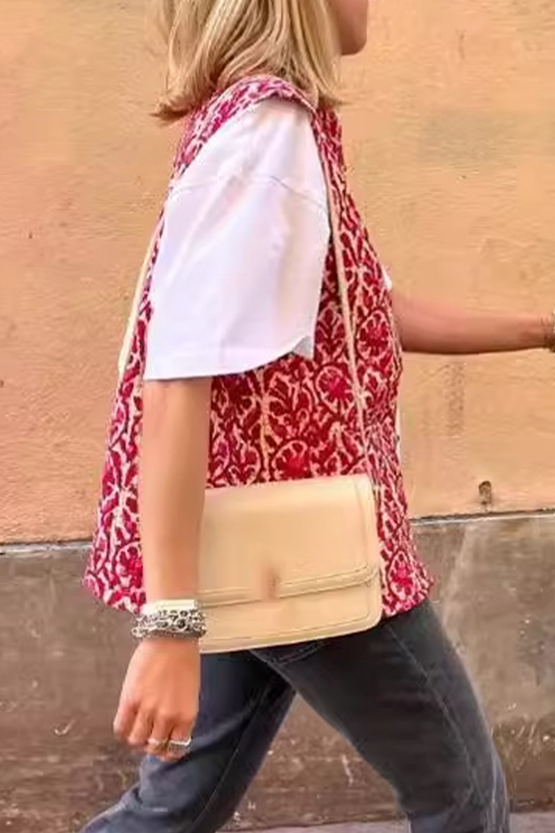 Hauts décontractés en patchwork à imprimé géométrique