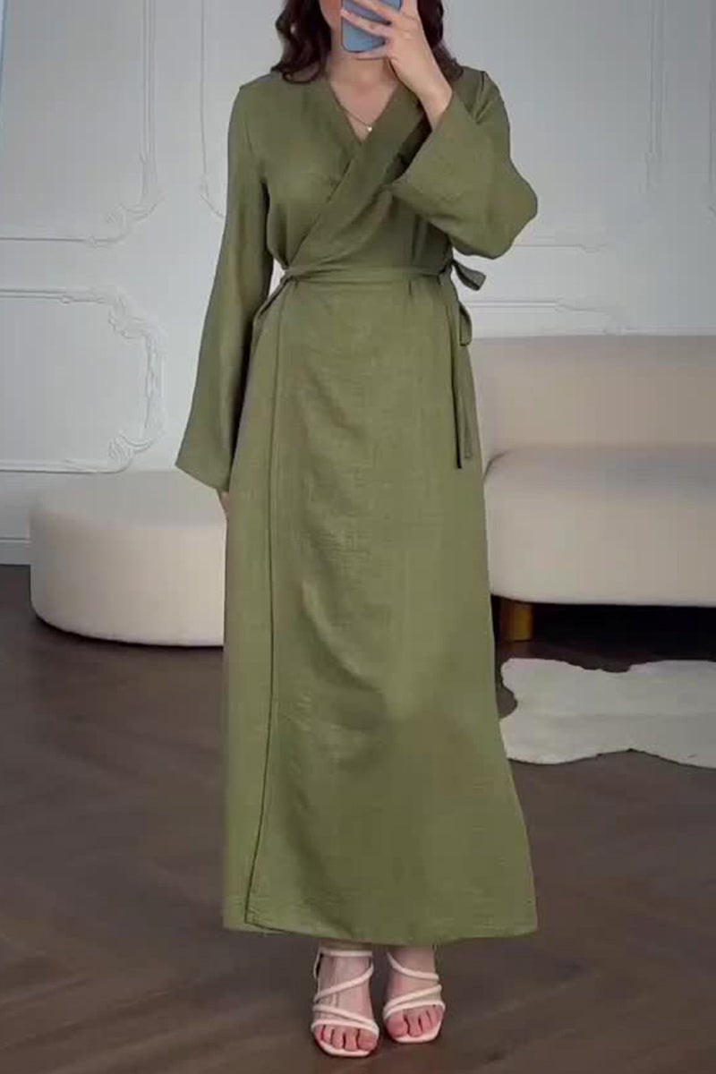 Robes décontractées, quotidiennes, unies, à lacets, à col en V, style A-line.