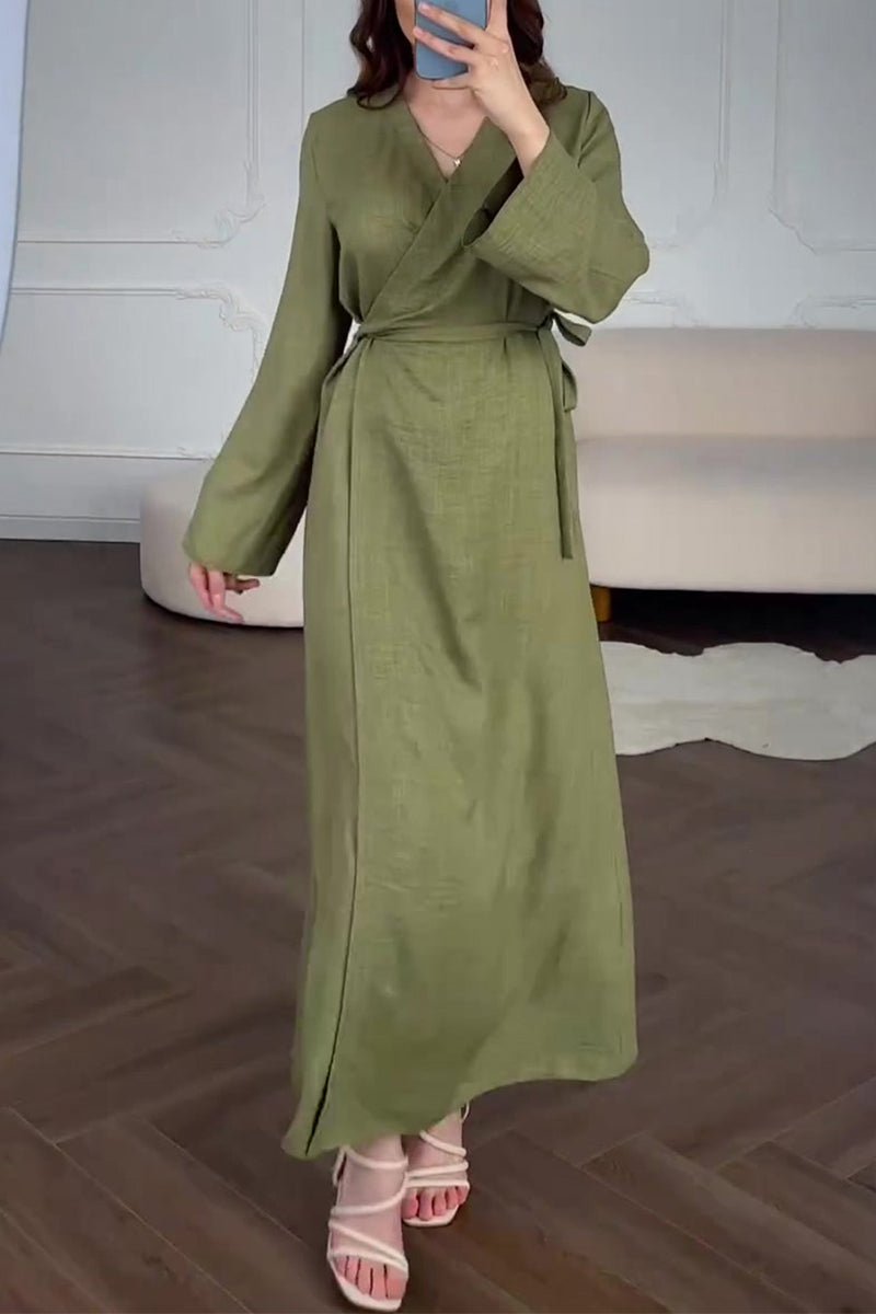 Robes décontractées, quotidiennes, unies, à lacets, à col en V, style A-line.