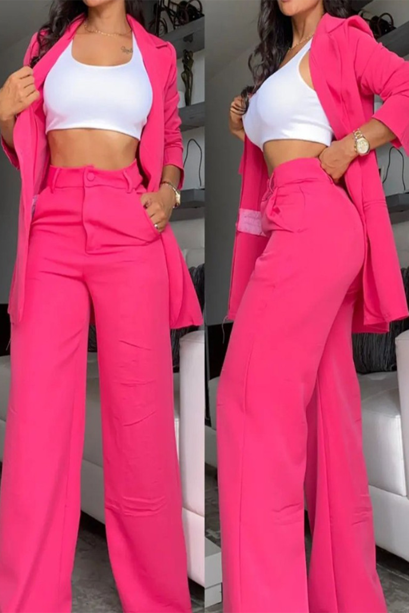 Casual Pocket Buttons Turn-back Collar Long Sleeve Two Pieces(4 Colors)